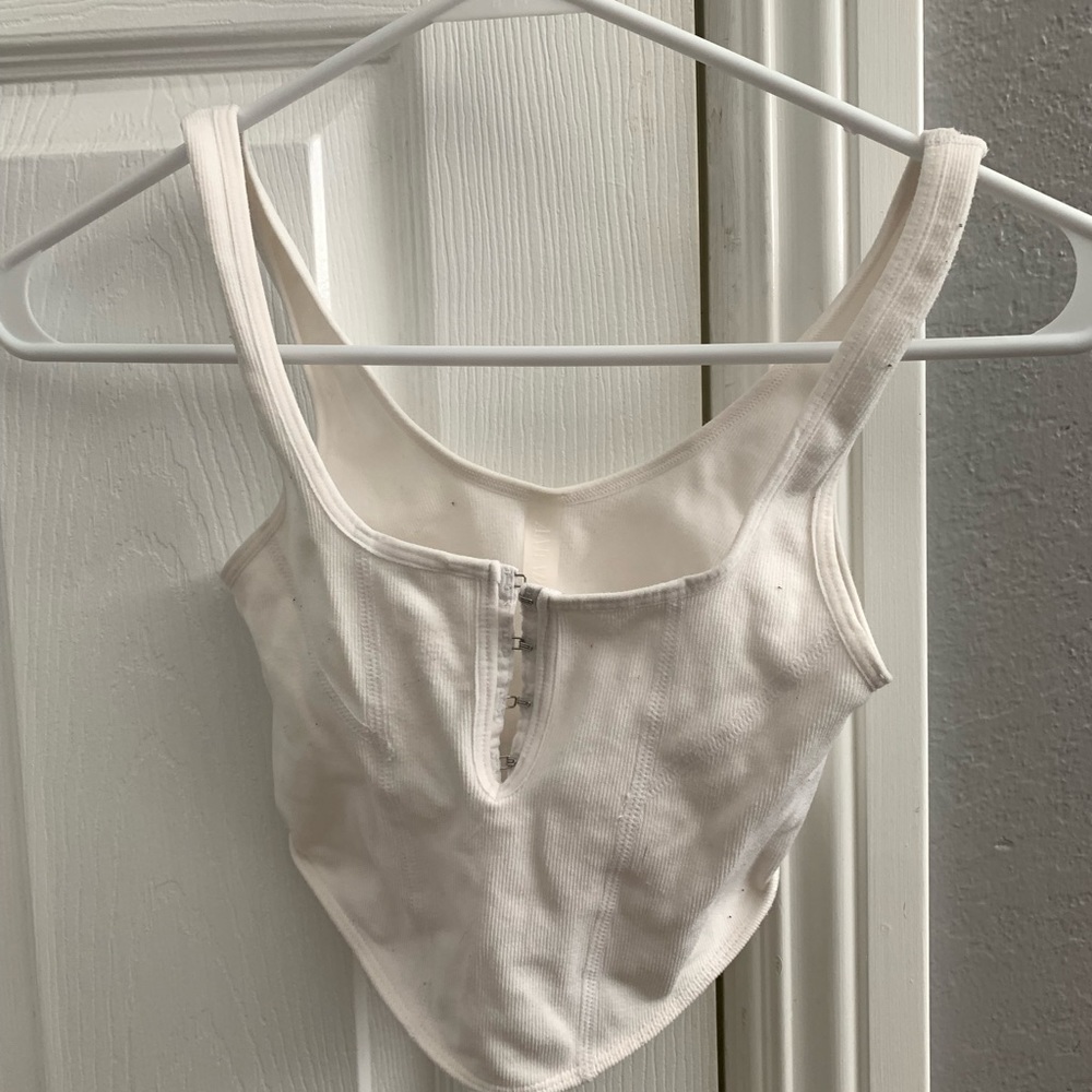 white corset style tank top